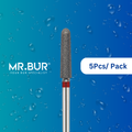 Mr. Bur's 5 pcs Fine Grit Pre-Polishing Taper Round End Diamond Bur FG is ideal for prosthodontics, prophylaxis, fillings, crown and cavity prep, veneers, chamfer margins, and finishing.