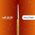 Mr. Bur Taper Round End Finishing Carbide Dental Bur FG ensures precise, smooth finishing for restorations, enhancing contouring, durability, and procedural accuracy.