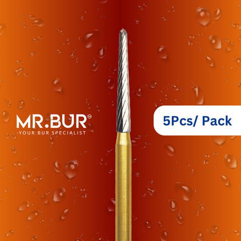 Mr. Bur Taper Round End Finishing Carbide Dental Bur FG ensures precise, smooth finishing for restorations, enhancing contouring, durability, and procedural accuracy.