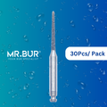 Mr. Bur's 30 pcs Contra Angle Taper Round End Diamond Bur RA is perfect for cavity prep, chamfer margins, crown prep, fillings, prophylaxis, and veneer preparation.