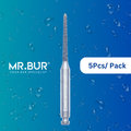 Mr. Bur's 5 pcs Contra Angle Taper Round End Diamond Bur RA is perfect for cavity prep, chamfer margins, crown prep, fillings, prophylaxis, and veneer preparation.