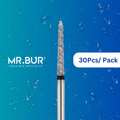 Mr. Bur's 30 pcs Spiral Cool Cut Ogival End Taper Super Coarse Diamond Bur FG is ideal for prosthodontics, crown cutting and prep, and crowns & bridges.