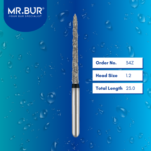 Mr. Bur 34Z Spiral Cool Cut Ogival End Taper Super Coarse Diamond Bur FG are tools used in multiple dental procedures, ideal for prosthodontics, crown cutting, crown preparation, and crown & bridges.