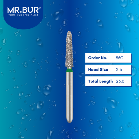 Mr. Bur 879 taper torpedo diamond bur 36C are tools used in multiple dental procedures. ISO 806 314 299 534 023 FG, Their taper torpedo heads are ideal for cavity preparation, trimming and lingual buccal reduction