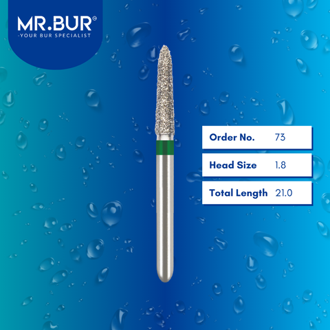 Mr. Bur 878 taper torpedo diamond bur 73 are tools used in multiple dental procedures. ISO 806 314 298 534 018 FG, Their taper torpedo heads are ideal for cavity preparation, trimming and lingual buccal reduction