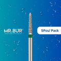 Mr. Bur 5 pcs Taper Torpedo Coarse Diamond Bur FG is ideal for crown and cavity preparation, chamfer margin preparation, proximal axial reduction, lingual and buccal reduction, PFM, and trimming.