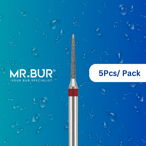 Mr. Bur's 5 pcs Fine Grit Pre-Polishing Torpedo Diamond Bur FG is perfect for prosthodontics, crown and cavity preparation, and achieving a high shine finish.