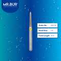 Mr. Bur 62CSF Super Fine Finishing Torpedo Diamond Bur FG are tools used in multiple dental procedures. Their torpedo-shaped heads are ideal for effective crown preparation, cavity preparation, and crown & bridges.