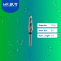 Mr. Bur Tungsten Carbide Coarse Cross Cut Laboratory Bur TC28, 4.0mm, ensures efficient material reduction, precise trimming, and durable shaping for dental prosthetics.