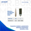 Mr. Bur Abrasive Sandpaper and Mandrel Dental Laboratory Bur, designed for efficient polishing, contouring, and finishing of dental materials with precision and durability.