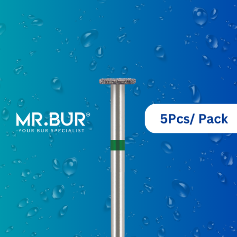 Enhance dental care with Mr. Bur 5 pcs Occlusal Surface Reduction Wheel Coarse Diamond Bur FG for veneer prep, crown prep/removal, prosthodontic, trimming, model fabrication, and restorative techniques.