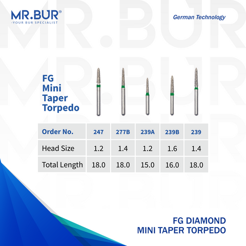 Mini Taper Torpedo Coarse Diamond Bur FG