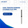 This is the Mr Bur Spiral Cool Cut Super Coarse Cylinder Flat End FG Diamond Bur from Mr Bur, the top international supplier of dental burs, ideal for cavity preparation, crown preparation, removal of old fillings, working on fillings, and fully sterilizable for extended use.