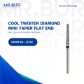 The #1 Taper Flat End Spiral Cool Cut Super Coarse Diamond Bur Short FG by Mr. Bur, the top choice for online dental burs. Ideal for crown and bridge procedures, crown preparation, and fully sterilizable. A superior alternative to Meisinger, Mani, Shofu, Eagle Dental, and Trihawk, perfect for a wide range of dental cases.