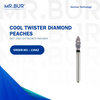 This is the Mr Bur Spiral Cool Cut Super Coarse Peaches FG Diamond Bur, from the top international supplier of dental burs, designed for crown and bridge work, crown preparation, occlusal reduction, and fully sterilizable for long-term use.