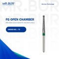 Top-rated Mr. Bur FG Open Chamber, designed for precise cavity and root canal preparation, fully sterilizable for consistent use; surpasses Meisinger, Mani, Shofu, Eagle Dental, and Trihawk, making it an ideal choice for professional dental cases.