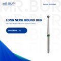 Top-rated Mr. Bur Long Neck Round Bur, specifically designed for cavity and root canal preparation, fully sterilizable for consistent use; a superior choice compared to Meisinger, Mani, Shofu, Eagle Dental, and Trihawk, ideal for precision dental procedures.