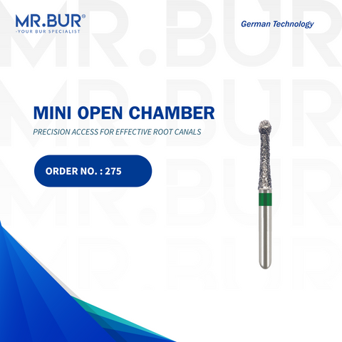 High-quality Mr. Bur FG Mini Open Chamber, expertly crafted for cavity and root canal preparation, fully sterilizable for repeated use; a superior alternative to Meisinger, Mani, Shofu, Eagle Dental, and Trihawk, perfect for precision-focused dental cases.