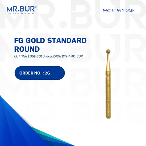 The #1 Gold Round Ball Diamond Bur FG by Mr. Bur, known for offering the best online dental burs. Ideal for cavity preparation, removal of old fillings, working on fillings, and fully sterilizable. A superior alternative to Meisinger, Mani, Shofu, Eagle Dental, and Trihawk, perfect for various dental cases.