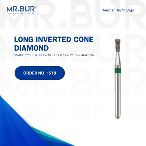 The #1 Best Long Inverted Cone Coarse Diamond Bur FG by Mr. Bur, designed for precise cavity preparation and fully sterilizable for repeated use. This high-quality bur surpasses competitors like Meisinger, Mani, Shofu, Eagle Dental, and Trihawk, making it the preferred choice for dental professionals seeking efficiency and durability in dental procedures.