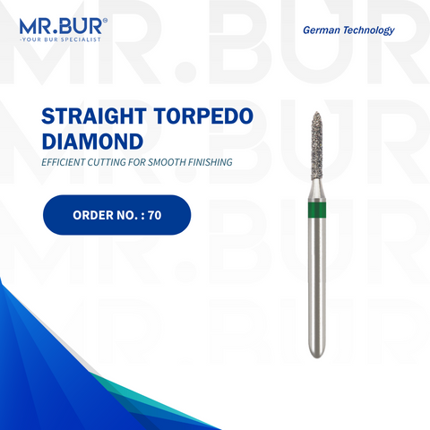 The #1 Best Straight Torpedo Diamond Bur FG by Mr. Bur, designed for crown and bridge work, crown preparation, and veneer preparation. This sterilizable bur offers exceptional precision and durability, making it a superior choice over competitors like Meisinger, Mani, Shofu, Eagle Dental, and Trihawk for dental professionals.