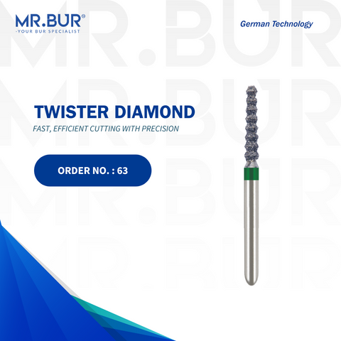 The #1 Best Bulk Reduction Twister Coarse Diamond Bur FG by Mr. Bur, perfect for crown and bridge work, crown cutting, and separation. This sterilizable bur offers superior precision and durability, making it a top choice over competitors like Meisinger, Mani, Shofu, Eagle Dental, and Trihawk for dental professionals.