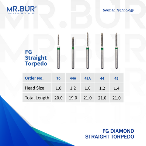 Straight Torpedo Diamond Bur FG