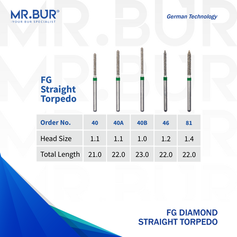 Straight Torpedo Diamond Bur FG