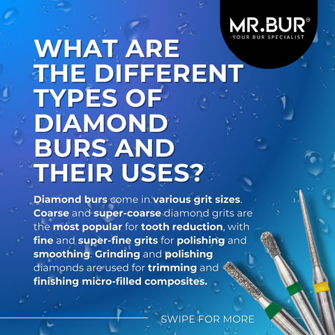 This picture shows Mr. Bur carbide bur that have high resistant to wear and withstand higher forces in cutting hardened steel due to its high quality.