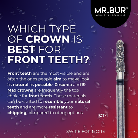 Which type of crown is best for front teeth?